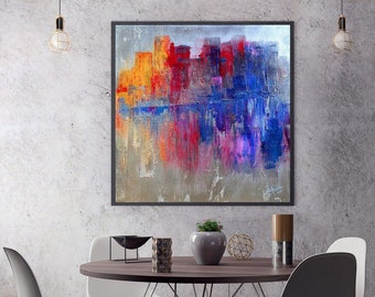 Abstract Art Painting on Canvas Original Contemporary Large Wall Art Colourful Texture Wall Art Modern Wall Abstract Acrylic silver canvas