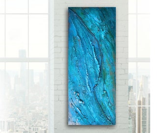 Textured blue abstract painting on canvas. Large painting Original wall art contemporary. Texture wall art blue and turquoise, Home decor.