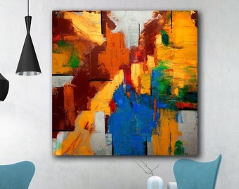 Painting on canvas, abstract painting original, abstract painting in the UK, abstract canvas art, large canvas art abstract  Gold Yellow.