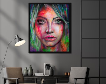 Abstract Print PORTRAIT Woman Art Modern Wall Art Photography Print Colourful Print Contemporary Wall Art Home Decor Face Portrait Feminist