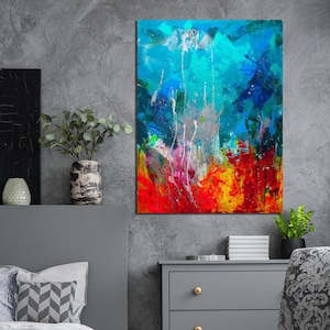 Colourful Art Abstract painting on canvas, wall art painting original, abstract canvas art, large canvas art, acrylic painting, underwater.