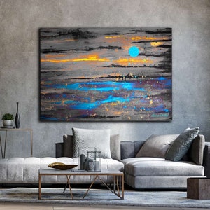 Contemporary Art Original Painting Abstract Wall Art Large Painting Canvas Extra Large Wall Art Grey Painting Landscape moon wabi  sabi art