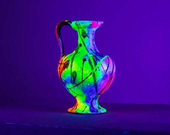 Colourful UV art vase, ceramic vase, Home decoration UV abstract art. Modern vase abstract. Hand painted artwork ceramic vase