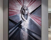 Decoración de pared 3d sala de estar Escultura arte de pared arte de pared de yeso Arte de pared de textura pesada Arte oscuro Retrato mujer abstracto original