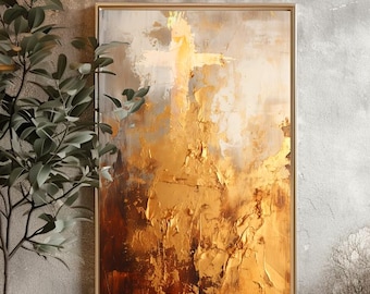 Minimalist Christian art, Cross painting, Colourful Wall Art gold and beige, Catholic, Jesus canvas  original home decor