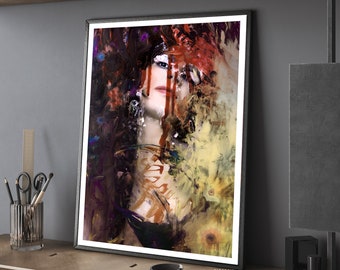 Dark Art Contemporary Wall ART Print Abstract PORTRAIT Woman Modern Colourful Wall Art Fine Art Print Photography Feminist Gifts Painting