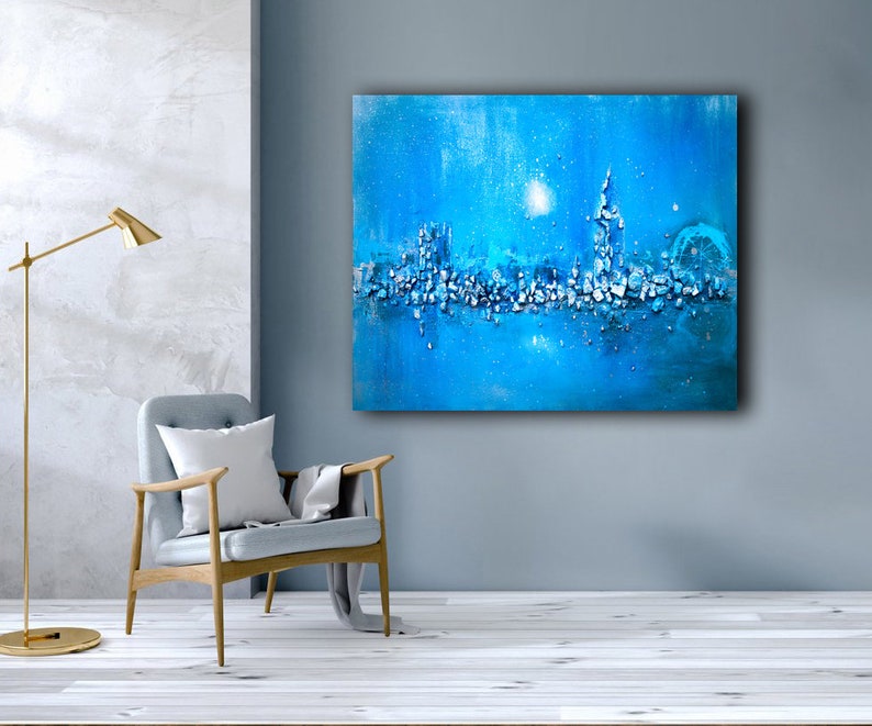 Contemporary Wall Art Blue Abstract Wall Art 3d Painting on Etsy UK