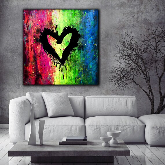 Abstract Multicoloured Neon Deep Blue Decor Wall Canvas Print Picture A2 A1 A0
