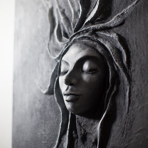 Sculptuur kunst aan de muur portret 3D-muurkunst reliëf schilderij zwart wit minimalistisch modern reliëf gezicht hedendaagse kunst aan de muur kunstvoorwerpen Medusa.