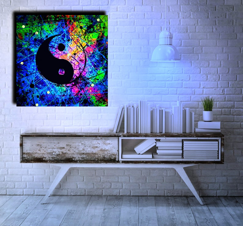 Neon Art Abstract Painting on Canvas Original Modern Wall Art Etsy UK