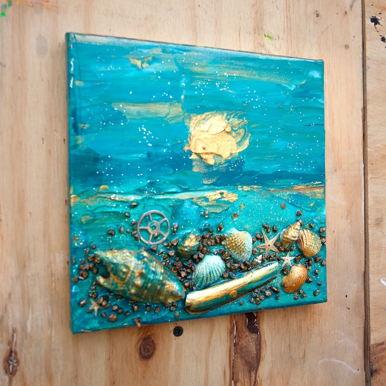 RESIN Art Painting Acrylic 3D Mini Canvas Mixed Media Wall Art Etsy