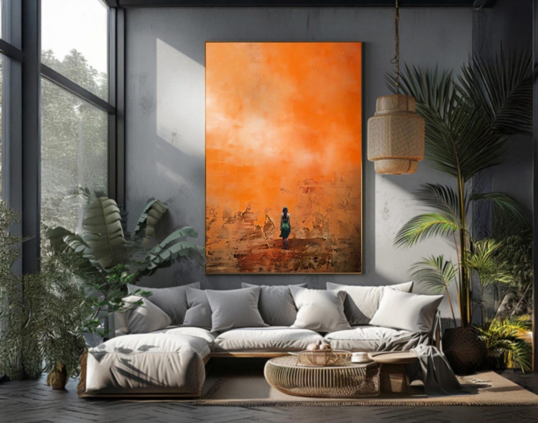 Orange Abstract Paintings Woman Oil Painting on Canvas Original ...