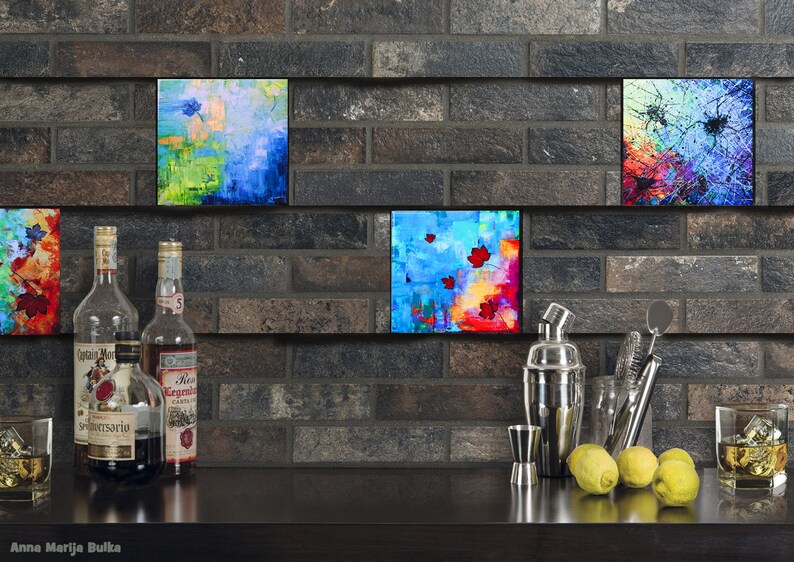 Resin Art Tiles Ceramic Wall Art Epoxy Resin Blue Painting Etsy