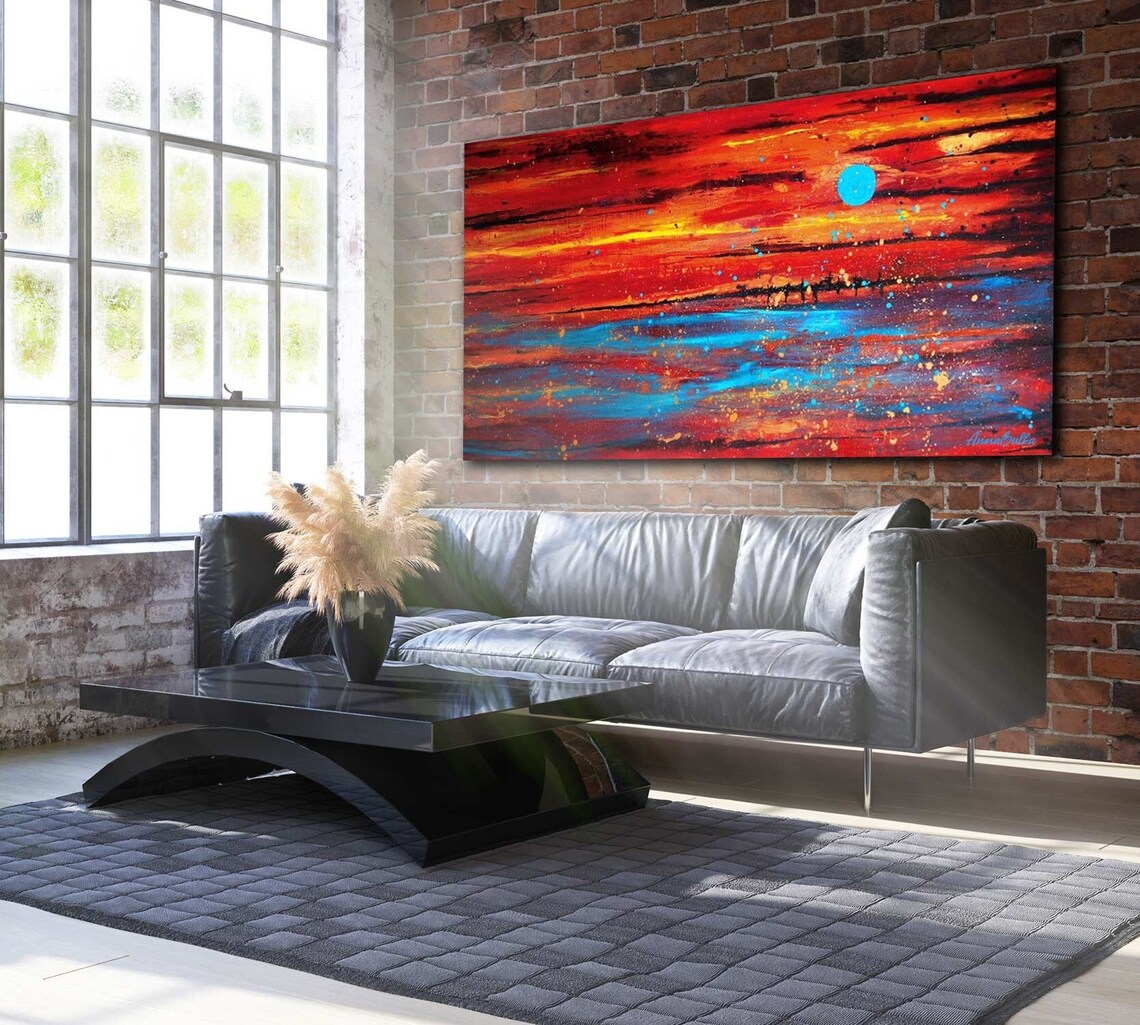 Colourful Wall Art Large Wall Art Red Abstract Paintings on Etsy UK