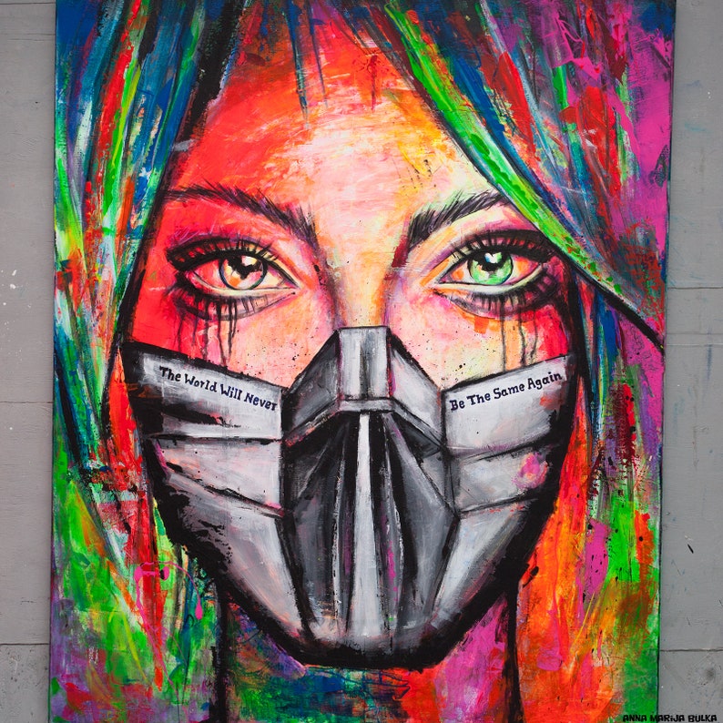 Cyberpunk 2077 Art Portrait Woman Painting on Canvas Pandemic Etsy