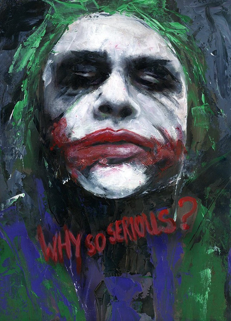 Joker Art Portrait Joker Painting Print Colourful Wall Art Etsy