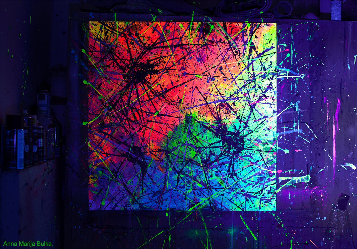 Acrylic Abstract Painting UV Commission Fluorescent Painting Etsy