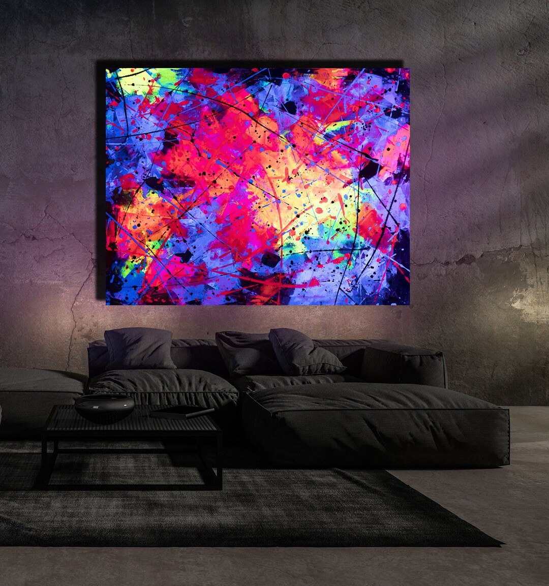 Bold Color Abstract, Graffiti Wall Art Canvas, Colourful Large Original ...