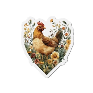 I heart Chicken Magnet, Chicken Farm, watercolor Boho Die-Cut Magnets Gift for Chicken Lover, Valentine&#39;s day gift, Mother&#39;s Day Gift. 3x3
