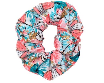 Handmade Floral Jersey Scrunchie, Soft Hair Tie, Stocking Filler