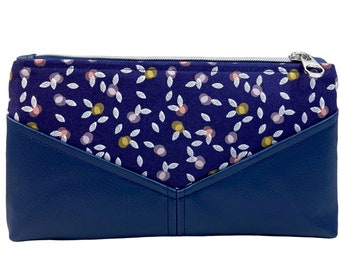 Navy clutch bag, Handmade zippered pouch, leatherette bag, clutches, pouch, Evening bag Birthday, gift for her, Christmas