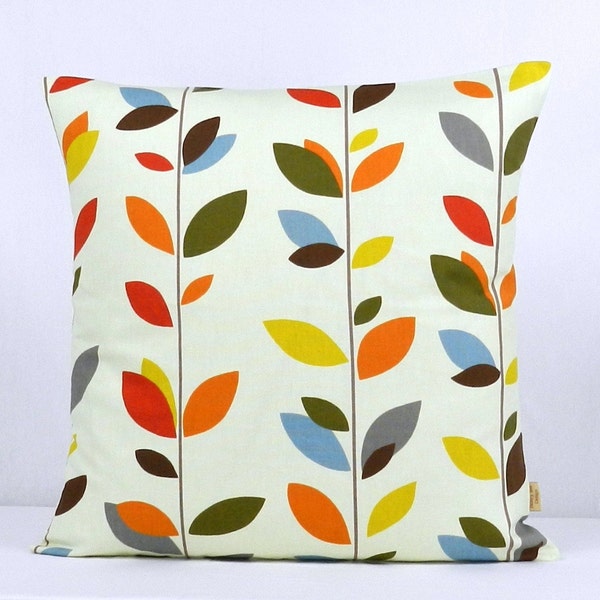 24x24 pillow cover, Decorative throw pillow cover, Evergreen 24 inch pillow Sham, Throw pillow cover, Red, Blue,Orange,Browm, Mustard, Retro