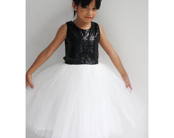Recordar Buscar a tientas Competidores Vestido de niña blanco y negro vestido de niña de flores - Etsy México