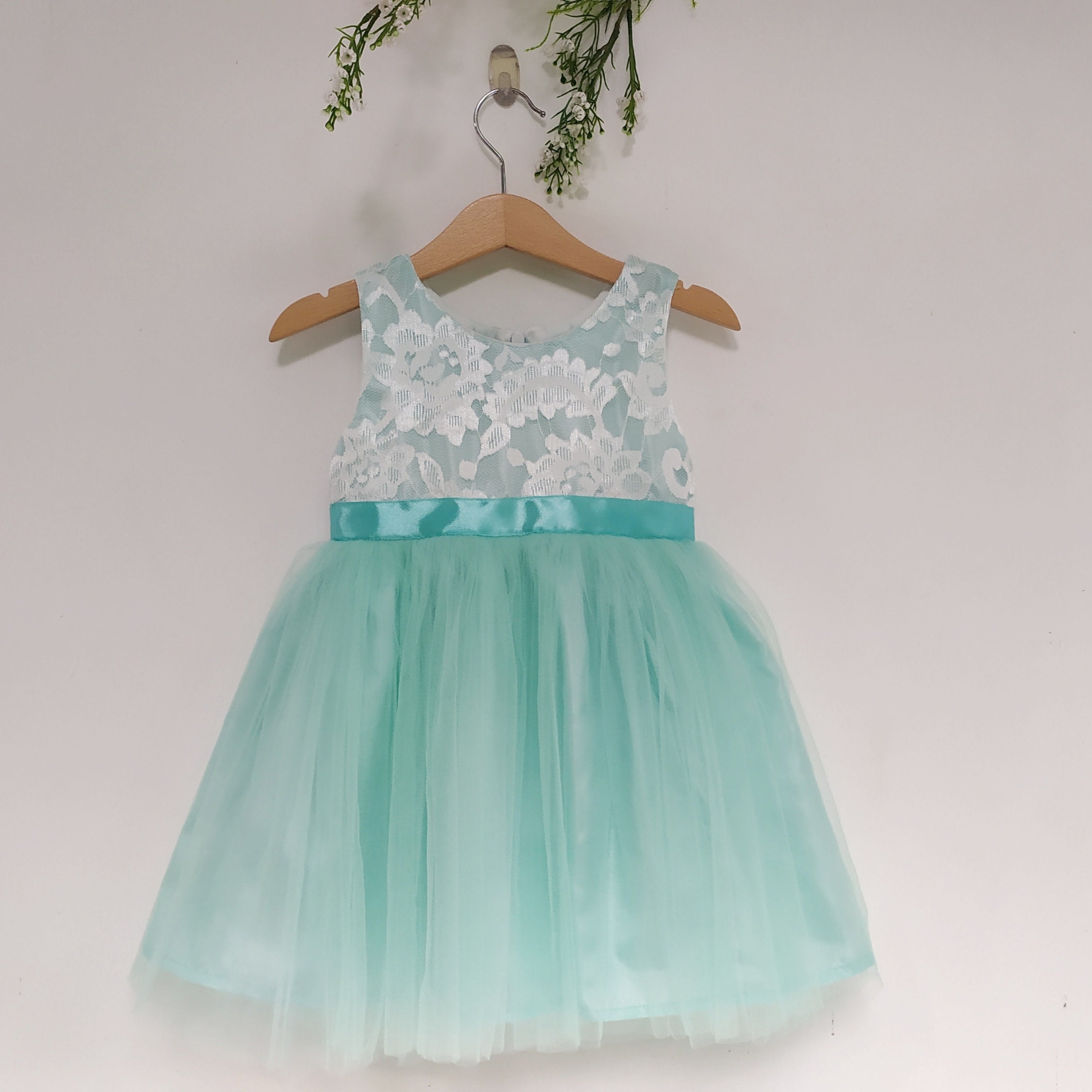 Vestido de niña de flor verde menta vestido de niña de flor Etsy México