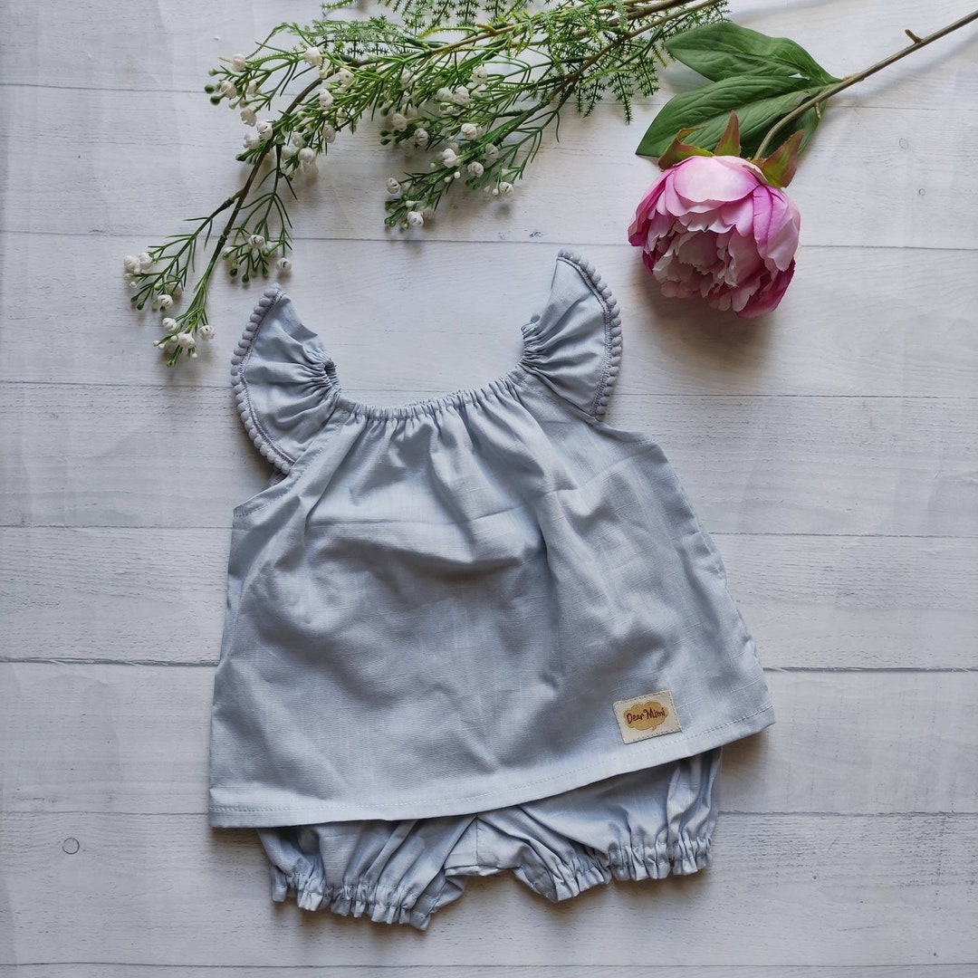 Dusty Blue Baby Clothes, Baby Girl Clothes Set, Baby Shower Gift, Top ...