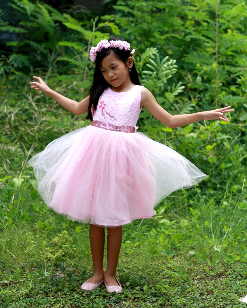 Lace Pink Flower Girl Dress Pink Tutu Dress Baby Pink Lace Etsy