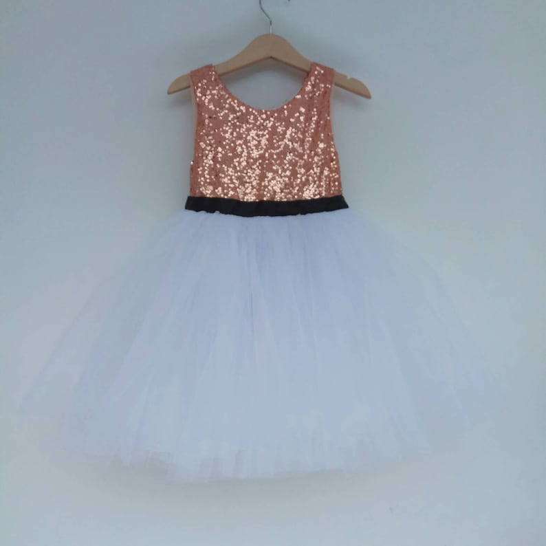 Rose Gold Flower Girl Dress with black white or ivory white Etsy