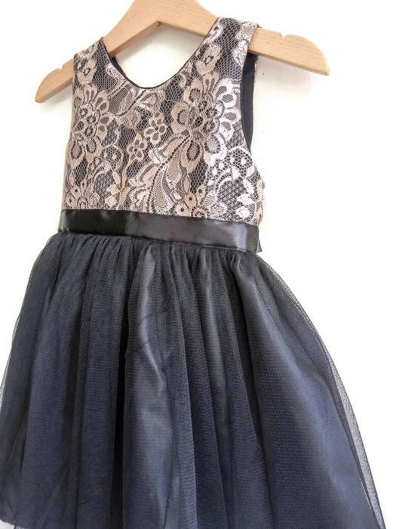 Flower girls dress black and gold lace tutu dress girl formal Etsy