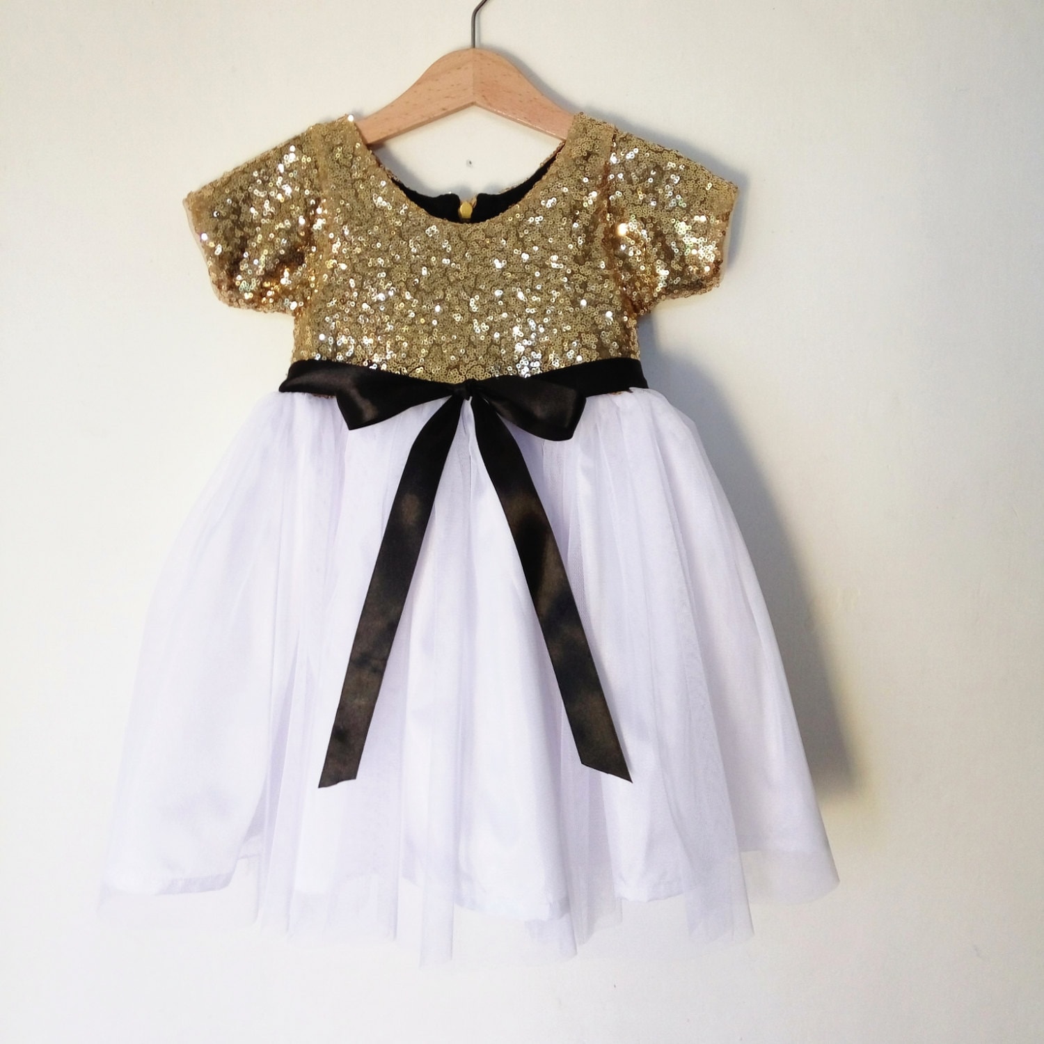 Girls Formal Black Gold Dress - Etsy