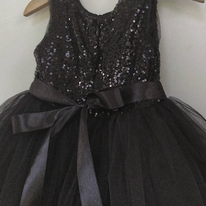 Black flower girl dress, black sequin toddler dress, all black dress for girl, Black tutu dress girl, baby dress, black party dress for girl