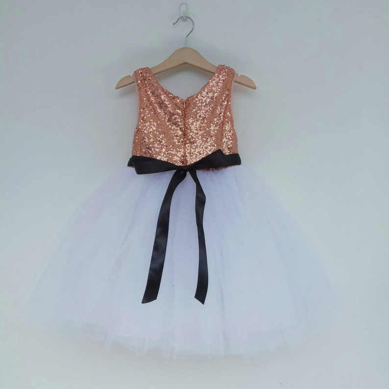 Rose Gold Flower Girl Dress with black white or ivory white Etsy
