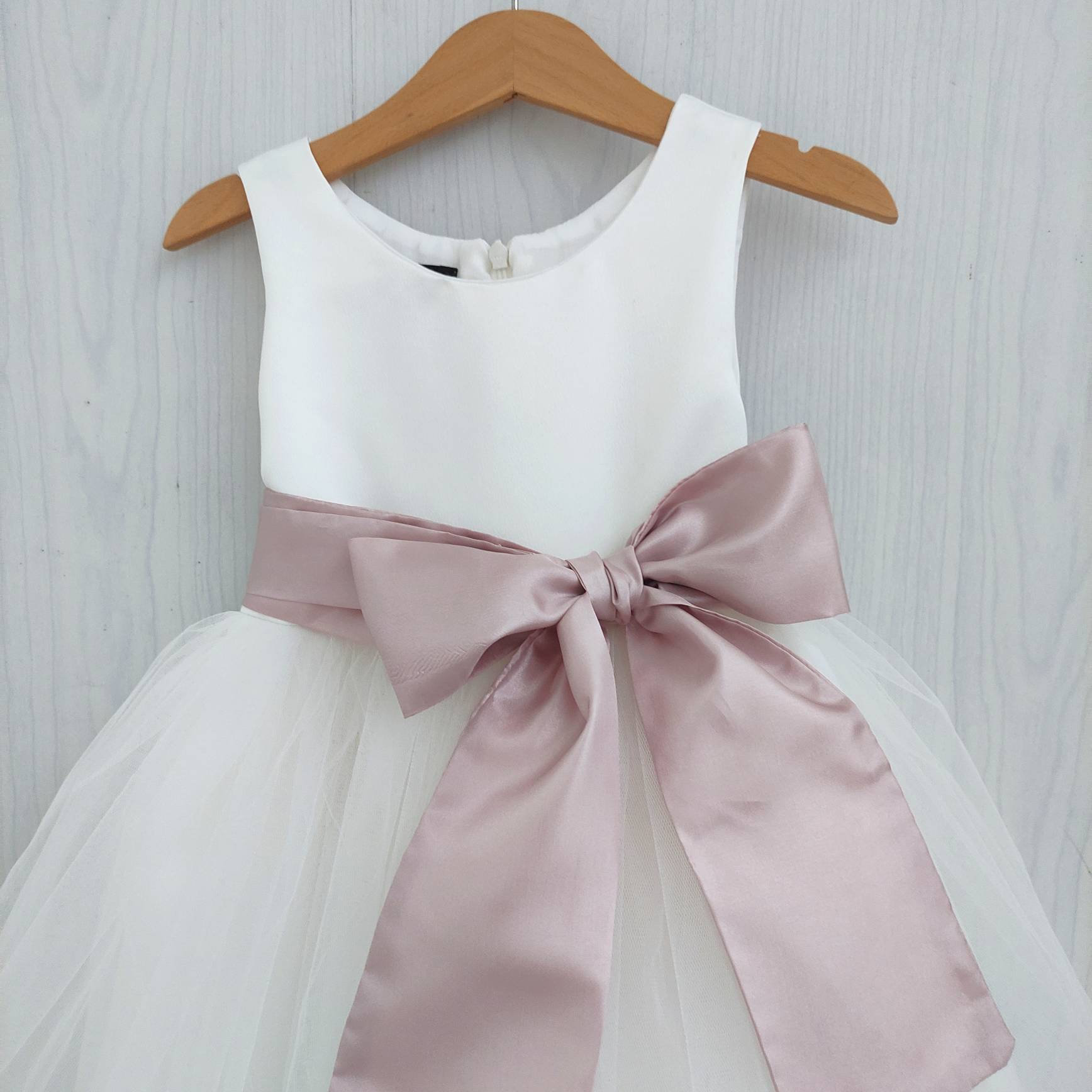 strapless open back dress Girls Dusty Pink Dress – TwelveBd main image 1
