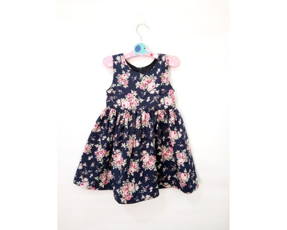 navy floral baby dress