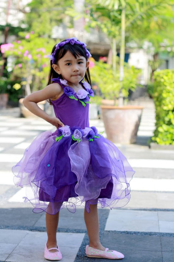 Purple Fairy Dress: Organza Flower Costume