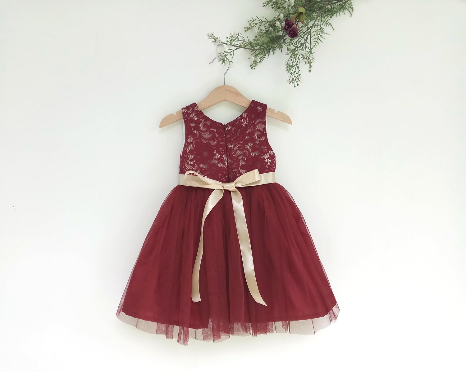 Burgundy Flower Girl Dress Lace Gold and Burgundy Dress Etsy Australia