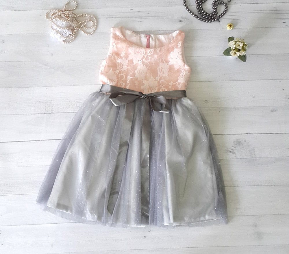 Peach Grey Dress