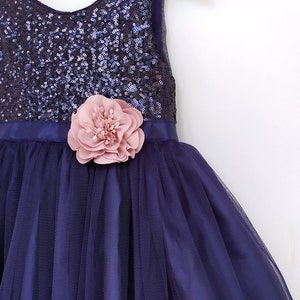 Sequin Navy Blue Flower Girl Dress: Tulle Tutu, Wedding Party