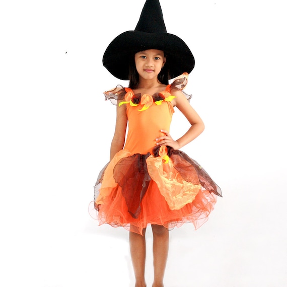 秋の妖精ドレス：オレンジ色のハロウィンコスチューム幼児女の子