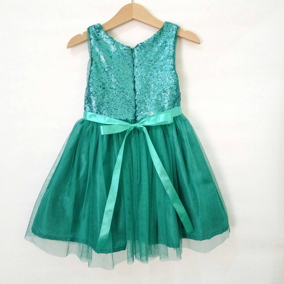 Teal Flower Girl's dress with sparkly sequin bodice and Etsy