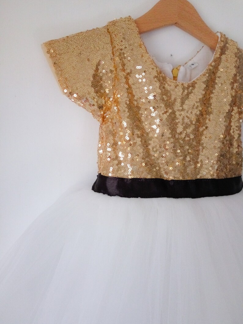 Flower Girl Dress Gold and White Gold Toddler Dress Tutu Etsy