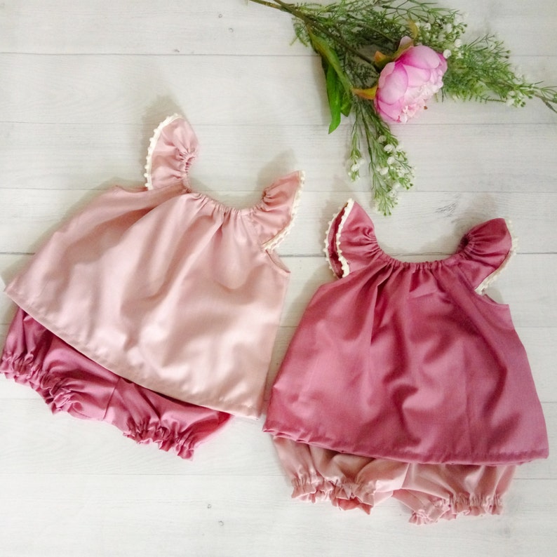 Twin Baby Girl Clothes Set Blush and Mauve Baby Set Clothes Etsy