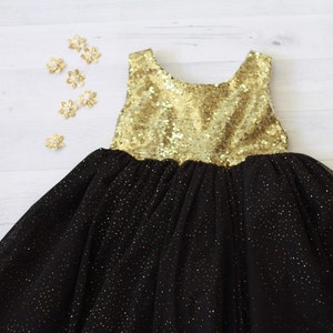 Christmas Dress Gold and Black, Girl Tutu Dress, Christmas dress girls, Gold Glitter Girl Dress, Christmas outift, Christmas gift for girl