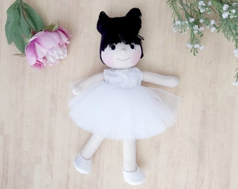 Cute Doll, Flower girl gift, tutu doll, handmade doll in tutu dress, Ballerina doll, flower girl proposal gift