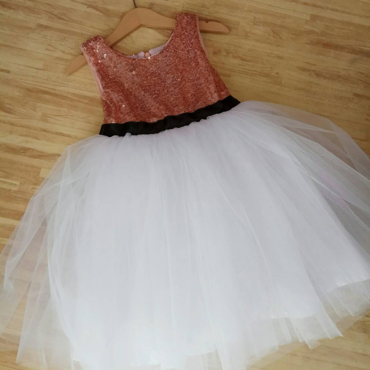 Rose Gold Flower Girl Dress with black white or ivory white Etsy