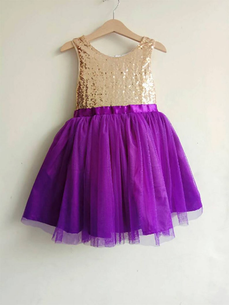 Gold and Purple Flower Girl's Dress Gold Sequined and Etsy