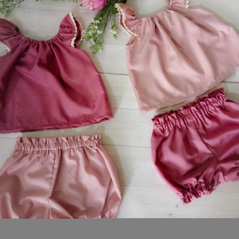 Twin Baby Girl Clothes Set Blush and Mauve Baby Set Clothes Etsy